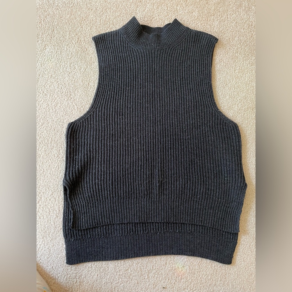 Black Ribbed Sleeveless Sweater